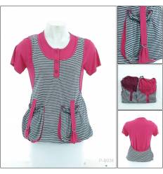 Kaos Cewek Bergaris Lengan Pendek Allzz Sense