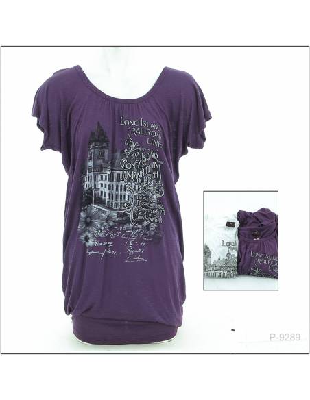 Kaos Cewek Motif Lengan Pendek A.N.G