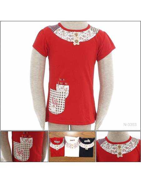 Kaos Oblong Anak Cewek Lengan Pendek Ukuran 1-3 Geenee