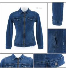 Jaket Jeans Biru Tua Cewek AHA Size M-L-XL