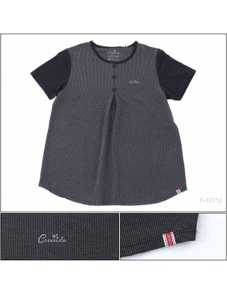 Kaos Oblong Cewek Lengan Pendek Hitam Cressida Big Size 4L-6L Kaos Oblong Cewek Lengan Pendek Hitam Cressida Big Size 4L-6L