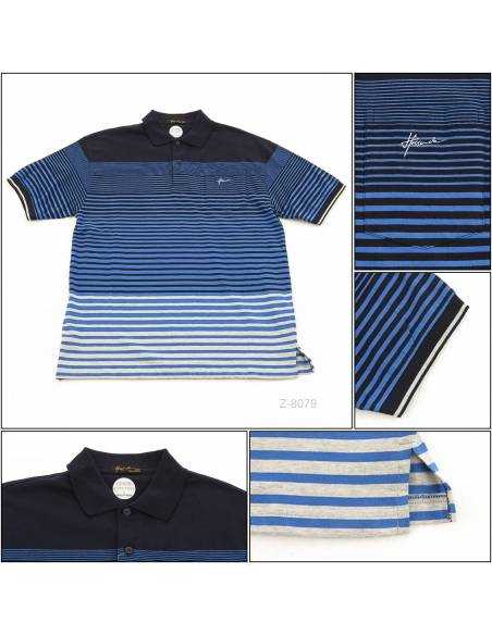 Kaos Kerah Cowok Garis Lengan Pendek Hassenda 2XL-4XL