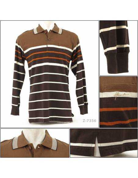 Kaos Kerah Cowok Garis Lengan Panjang Hassenda S-L