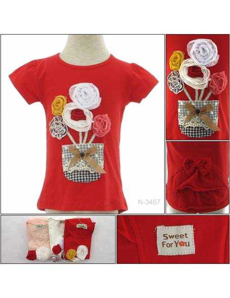 T-shirt/Kaos Oblong Anak Cewek Lengan Pendek Geenee 2-6