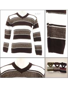 Jaket/Sweater Rajut Cowok/Cewek Motif Garis Samping Gaul