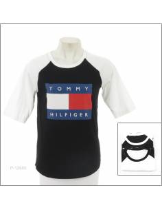 Kaos Oblong Cewek Reglan Lengan Pendek 3/4 Tommy