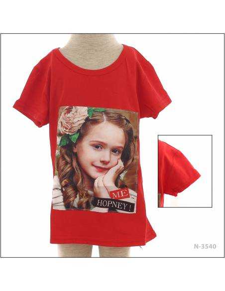 T-shirt/Atasan Anak Cewek Lengan Pendek Merah YBE M-2XL
