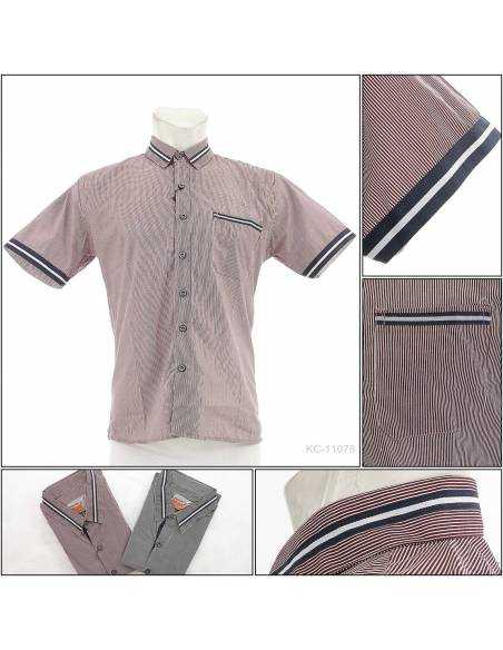 Kemeja Cowok Slim Fit Lengan Pendek Maxmillian M-XL