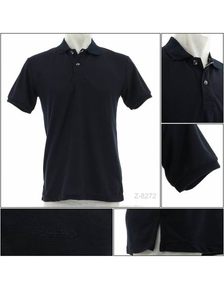 Kaos Kerah Cowok Lengan Pendek Biru Tua IEBE M-XL