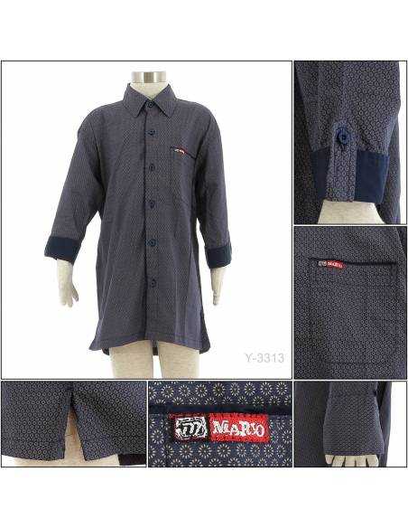 Kemeja Anak Cowok Motif Lengan Panjang Mario L-XL