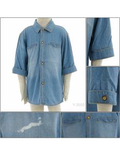 Kemeja Anak Cowok Jeans Lengan Pendek 3/4 Benri 4-6