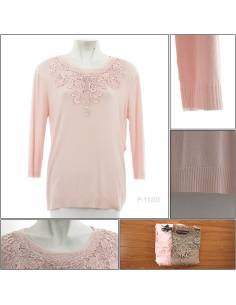 Kaos Rajut Cewek Bordir Lengan Panjang Fengeman