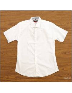 Kemeja Formal Cowok Slim Fit Lengan Pendek Putih Volup XL