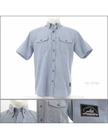 Kemeja Cowok Reguler Lengan Pendek Lea M-XL