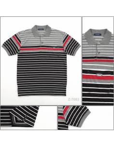 Kaos Kerah Cowok Garis Lengan Pendek Oto Ono L-XL