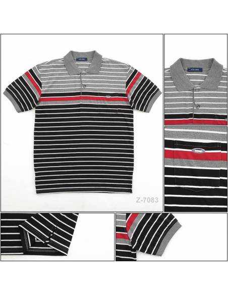 Kaos Kerah Cowok Garis Lengan Pendek Oto Ono L-XL