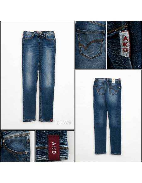 Celana Jeans Cewek Stretch Panjang Biru tua Ako S-2XL