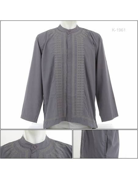 Kemeja Muslim Cowok Lengan Panjang Abu-abu Cardinal XL