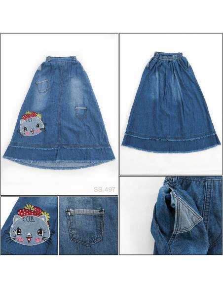 Rok Panjang Jeans Anak Cewek Viely 22-24