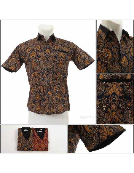 Kemeja Batik Cowok Slim Fit Lengan Pendek Colombus M-L