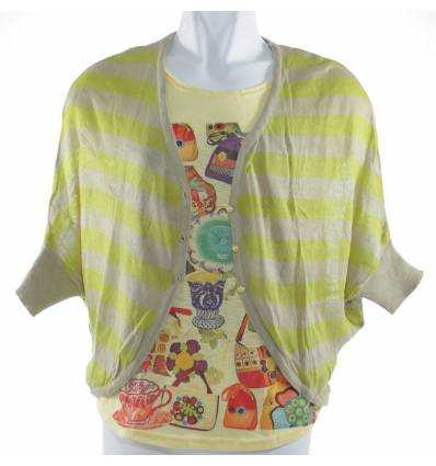 Atasan Cewek Kaos+Cardigan Satine All Size