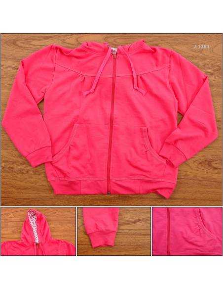 Jaket Kaos Anak Cewek Merah Muda Fenda 10-14