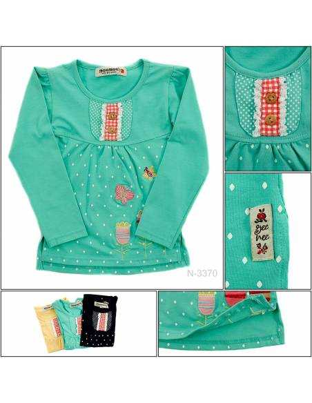 T-shirt/Atasan Anak Cewek Lengan Panjang Geenee 1-3