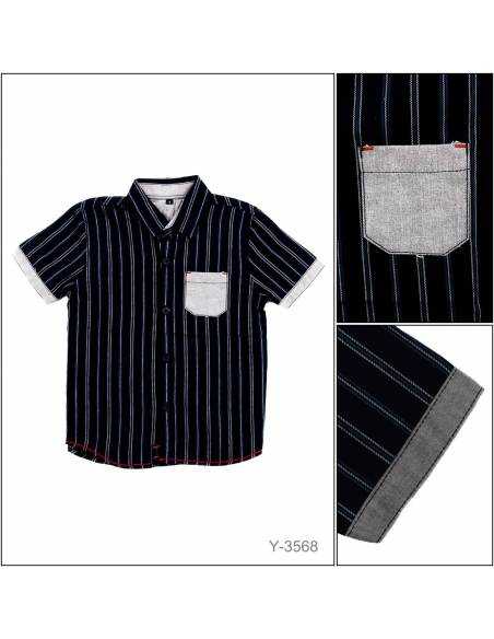 Kemeja Anak Cowok Salur Lengan Pendek Lakoi 4-5