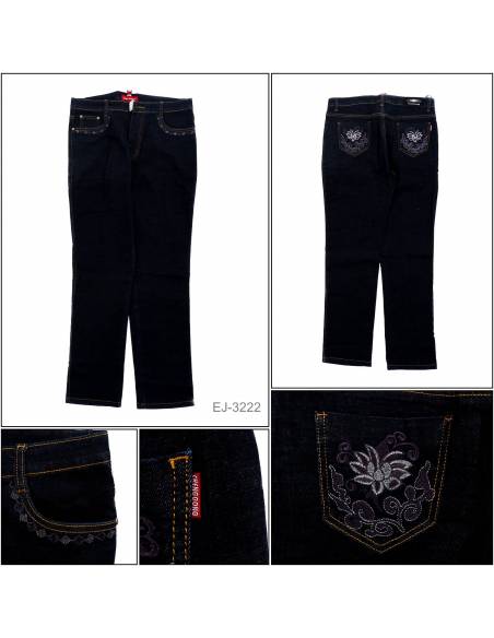 Celana Panjang Jeans Cewek Biru Tua Chenggong M-4L