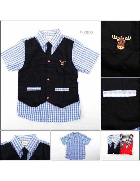 Kemeja Anak Cowok Lengan Pendek Yello Fellow 1-3