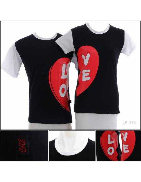 Kaos Oblong Reglan Couple Lengan Pendek Cas All Size