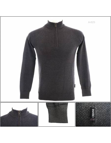 Jaket/Sweater Rajut Cowok/Cewek Leher Tinggi Abu-Abu Cardinal S-XL