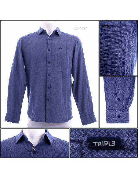 Kemeja Cowok Lengan Panjang Triple S-XL