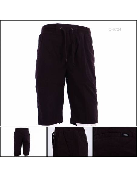 Celana Pendek Cowok Rib Kolor Coklat Tua Arvada M-XL