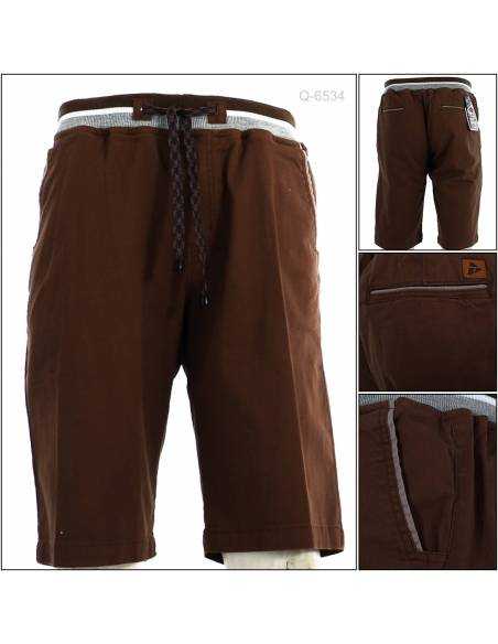 Celana Pendek Cowok Rib Kolor Coklat Tua Top Ten M-XL