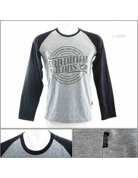 Kaos Oblong Cowok Lengan Panjang Abu-Abu Cardinal M-XL