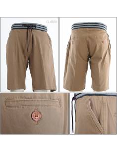 Celana Pendek Cowok Rib Kolor Coklat Muda Fenda M-XL