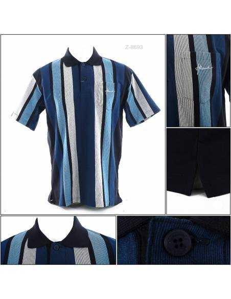 Kaos Kerah Cowok Garis Lengan Pendek Hasenda M-XL