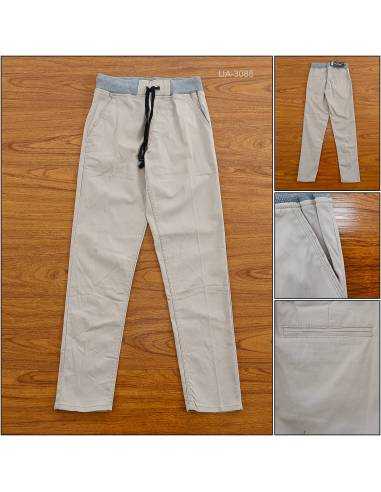 Celana Panjang Katun Slim Fit Cowok Rib Kolor YM 29-32