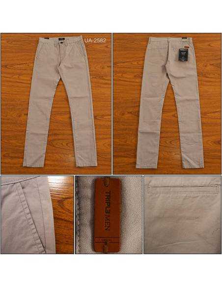 Celana Panjang Katun Slim Fit Cowok Stretch Triple 27-32