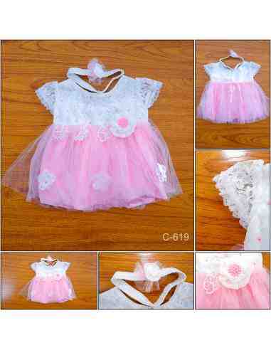 Dress/Gaun Anak Cewek Lengan Pendek + Bandana Litle Dove All Size