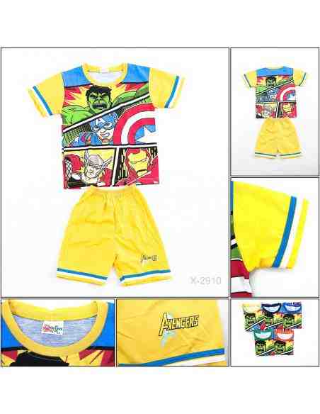 Setelan Kaos Anak Cowok Lengan Pendek Design Toon 10-14