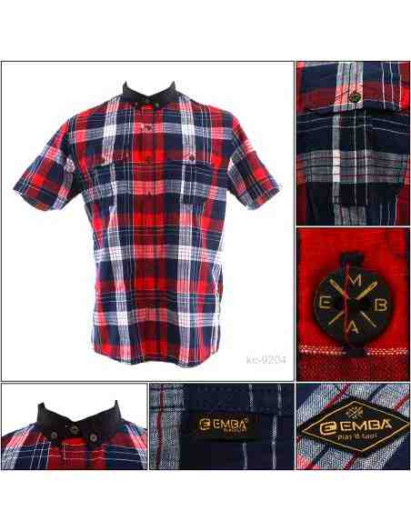 Kemeja Cowok Slim Fit Lengan Pendek Emba L-XL