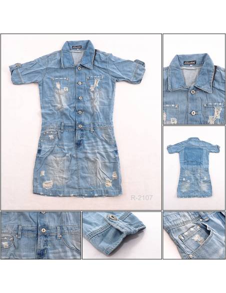 Dress Jeans Cewek Lengan Pendek Penza S-XL