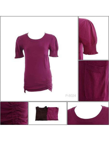 Kaos Oblong Cewek Rajut Lengan Pendek Rasf