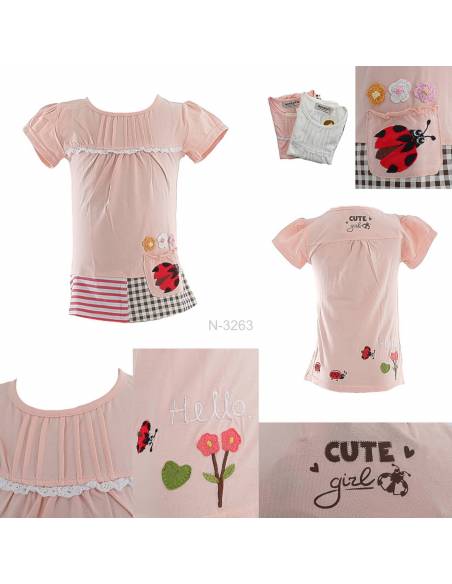 T-shirt/Kaos Oblong Anak Cewek Lengan Pendek Geenee 4-6