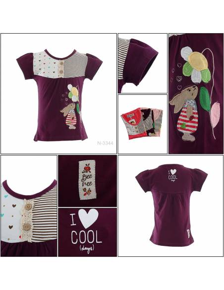 T-shirt/Kaos Oblong Anak Cewek Lengan Pendek Geenee 4-6