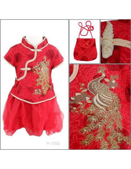 Setelan 2 in 1 Jibao Rok + Tas Anak Cewek/Chinese Clothes Miauwli 16-20