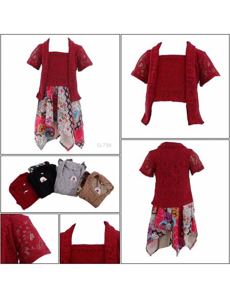 Setelan Brokat Anak Cewek/Brown Clothes For Children Lengan Pendek Zaza 5