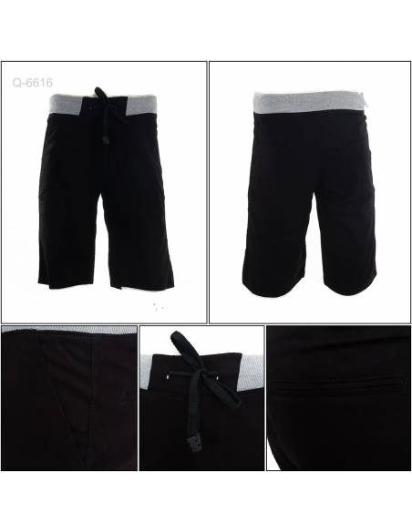 Celana Pendek Cowok Rib Kolor Hitam YM 33-36